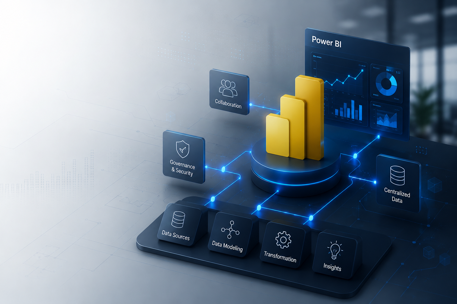 Consultant detailing a Power BI architecture strategy and roadmap